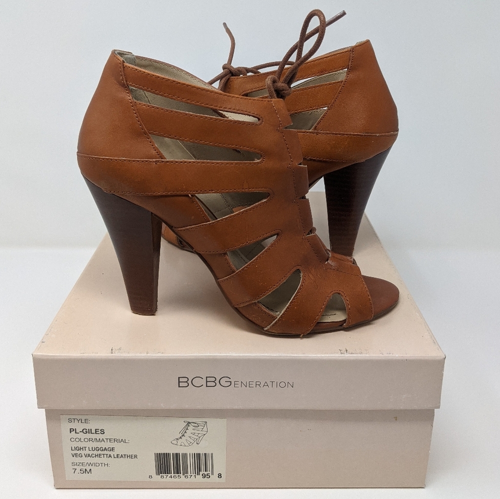 BCBG Generation Vachetta Leather Cage Booties